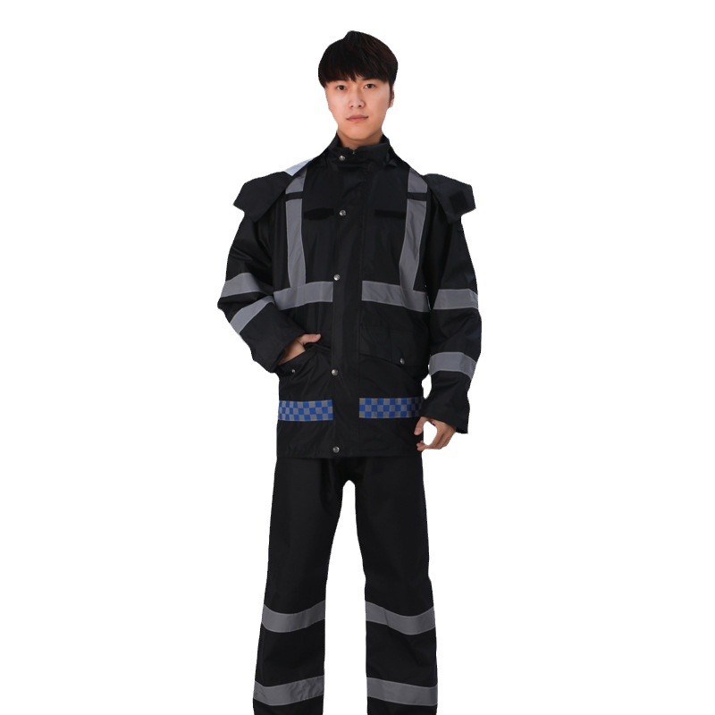 FUENTE Fábrica tráfico deber impermeable lluvia pantalones traje al aire libre reflectante fluorescente verde doble capa impermeable Protección Laboral impermeable