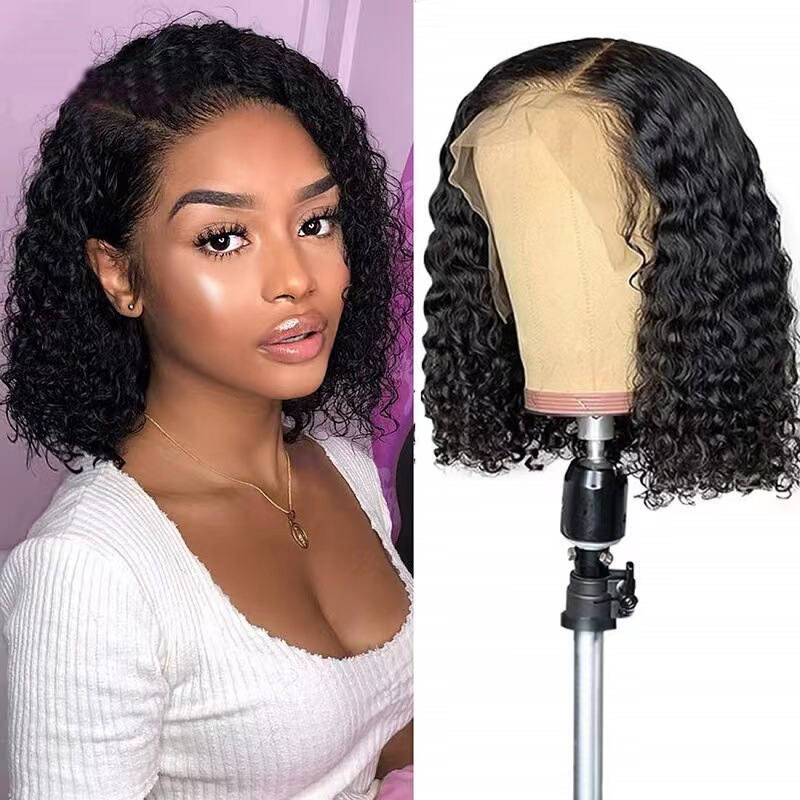 Cross-border European and American hot selling wig medium curly hair small curly short hair Amazon high temperature silk wig wig head cover in stock