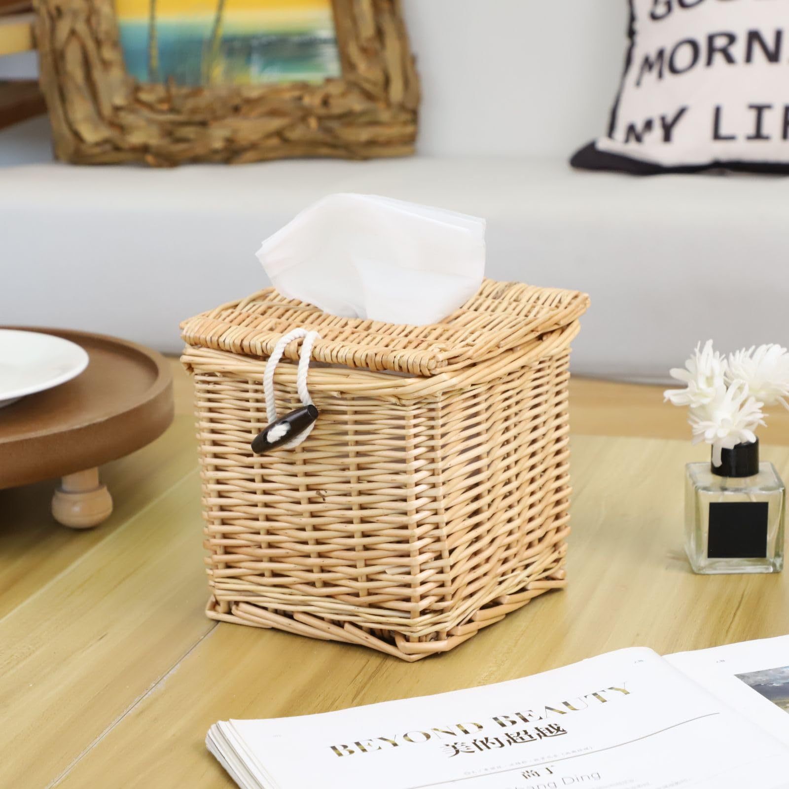 Yiran Willow multifuncional caja de pañuelos creativo dormitorio sala de estar caja de almacenamiento de control remoto hotel restaurante servilleta cartón