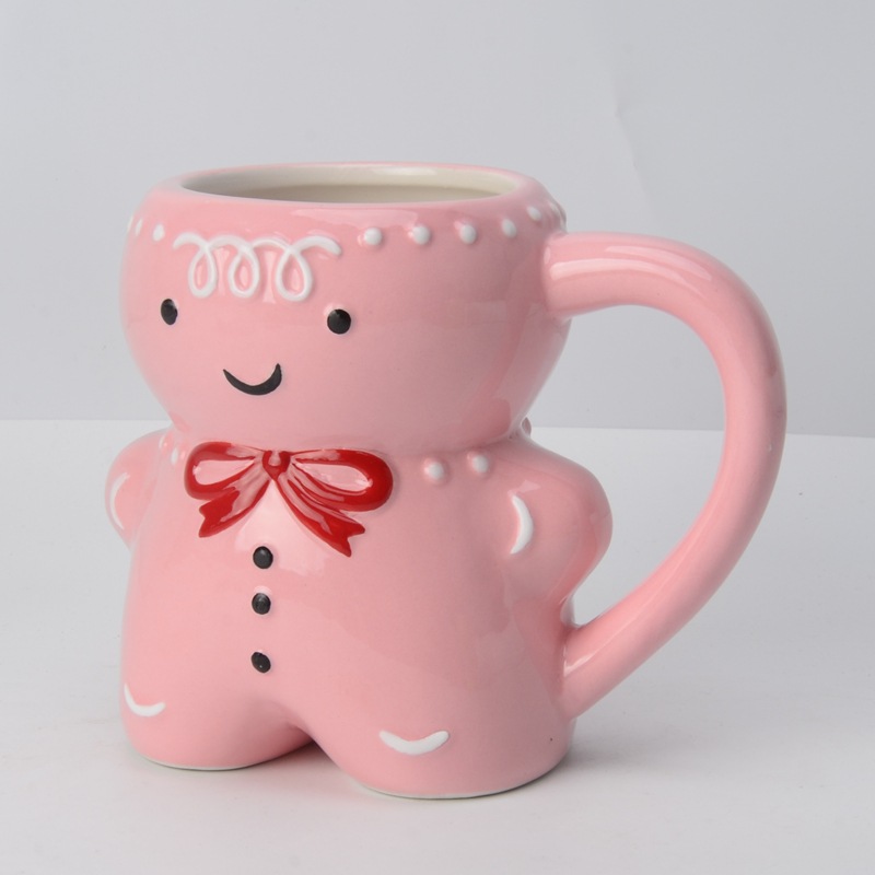 En stock cerámica Navidad hombre taza de pan de jengibre cerámica árbol de Navidad Taza de cerámica panqueque tostada cerámica taza de agua