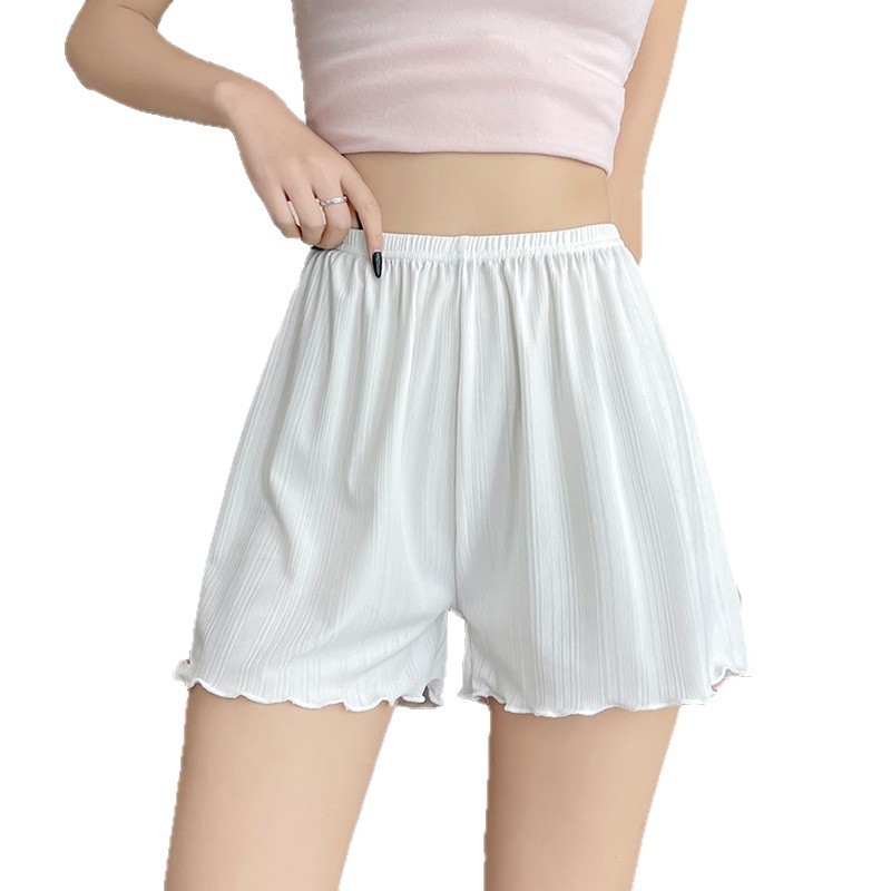 女性用アイスシルク安全パンツ、露出防止、夏用薄手アウターウェア、ハイウエスト、大きいサイズ、ゆったり、カールしない安全ボトムショーツ