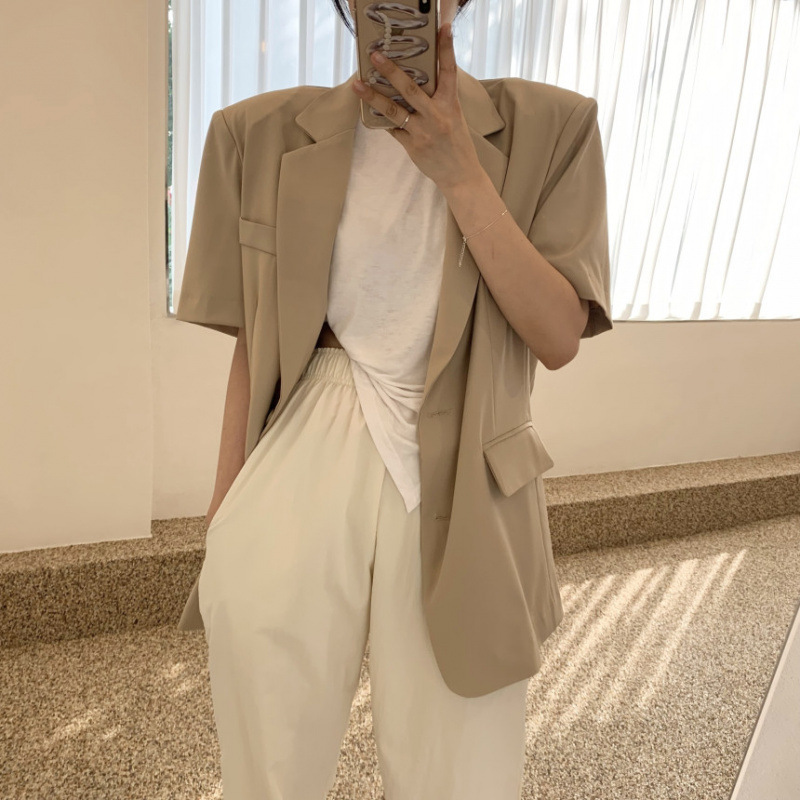 2026 Korean French-Style Boyfriend-Style Loose Short-Sleeve Top Blazer