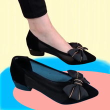 女鞋皮鞋夏季新款韩版时装鞋低跟尖头蝴蝶结网纱单鞋