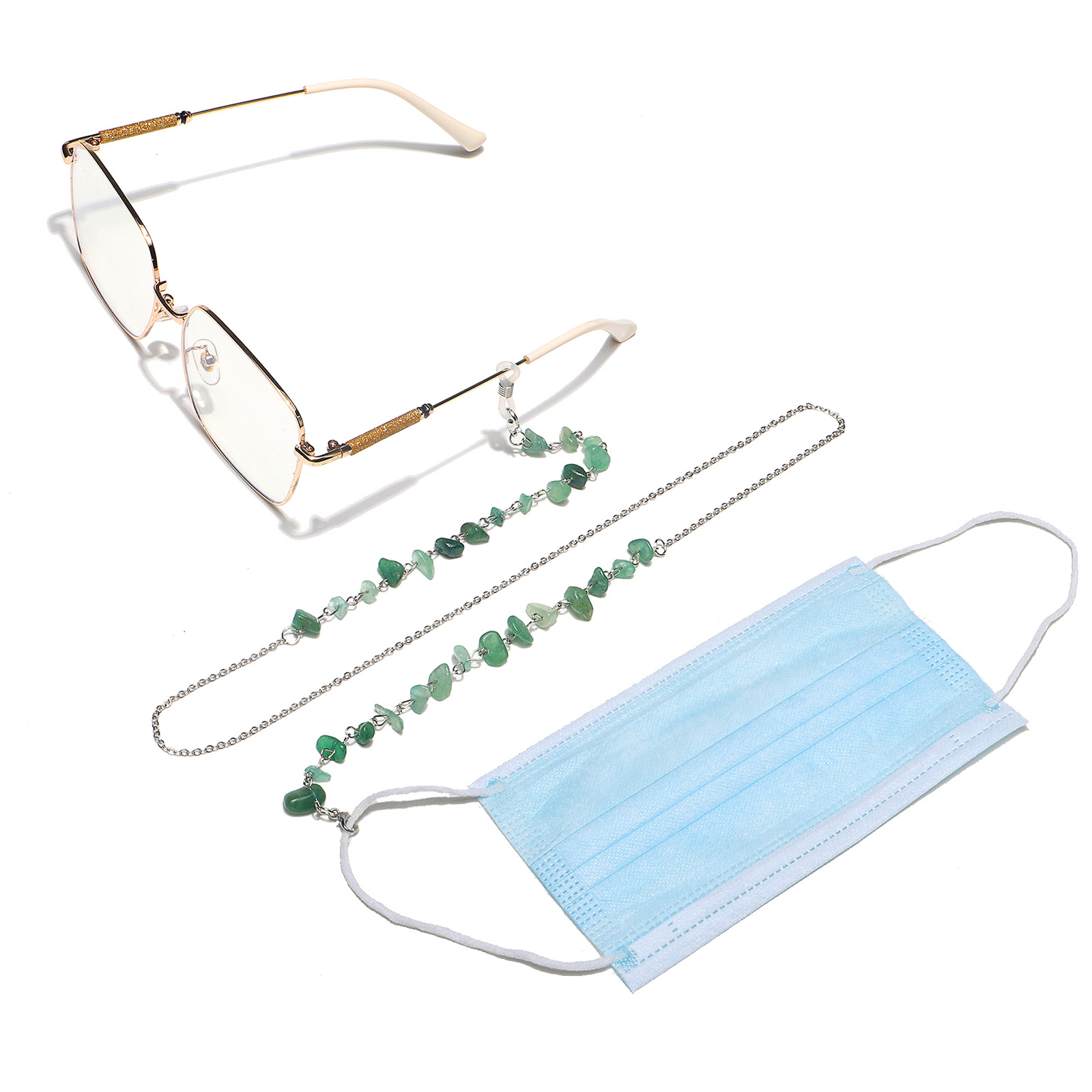 15g Weight Metal Material Gold, Silver Color Fashion Simple Natural Stone Handmade Glasses Chain 6