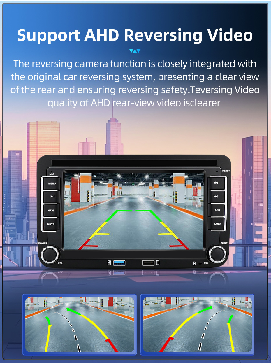 Suitable for Volkswagen, Skoda, and Seat 2Usb Models, Universal Car Central Control Large Screen Navigation, Reversing Image, and Radio