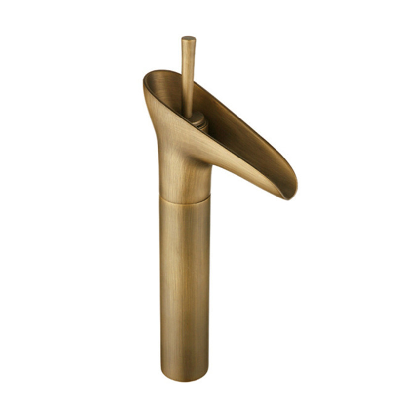 European retro all copper hot and cold wash basin faucet wash basin bathroom bathroom waterfall wine glass low body faucet