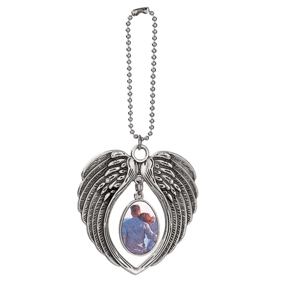 Angel Wings Holding Heart Pendant: Car hanging - wave-bead-chain-wing-oval-brand-car-pendant-js009-sr
