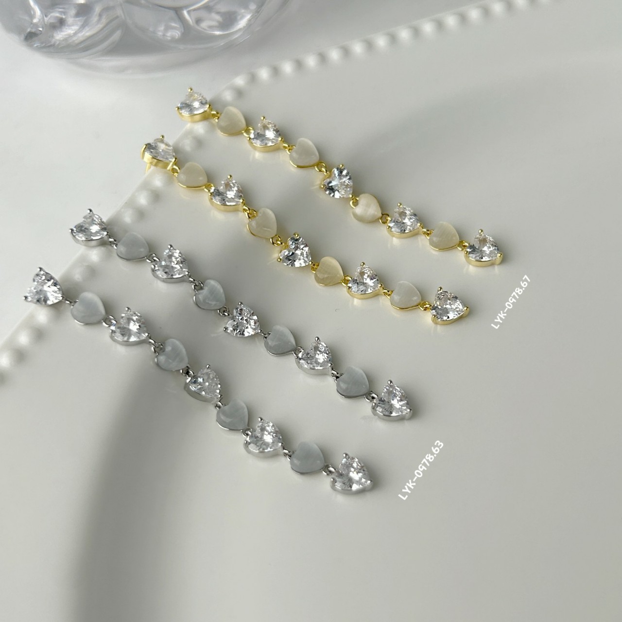 丽银饰品韩国女气质时尚轻奢高级感猫眼石锆石长款耳环耳线