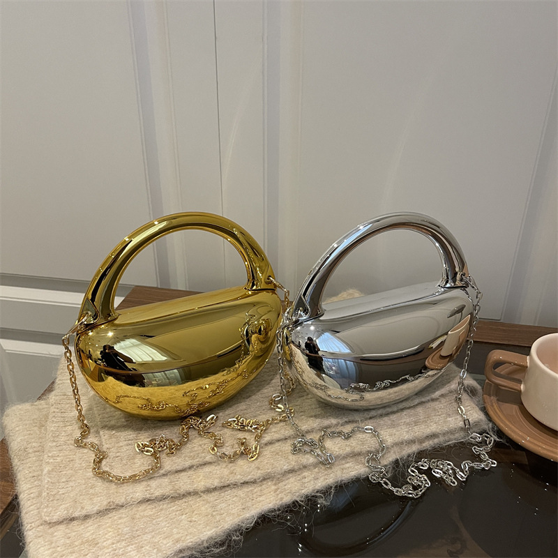 Bags Unique Evening Clutch 2025 New Arrival European & American Fashion Glossy Acrylic Box Bag Women's Handheld Dumpling Bag - Thumbnail 4