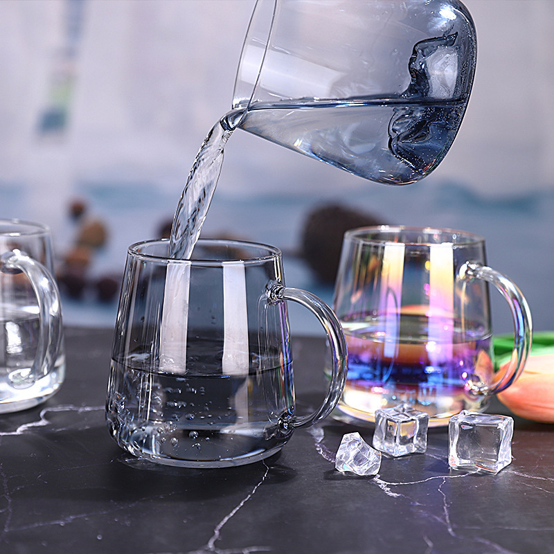 Mango creativo Taza de café de vidrio Guanshan Taza de agua para el hogar Taza de desayuno Taza de cerveza de bar Taza de té de jugo