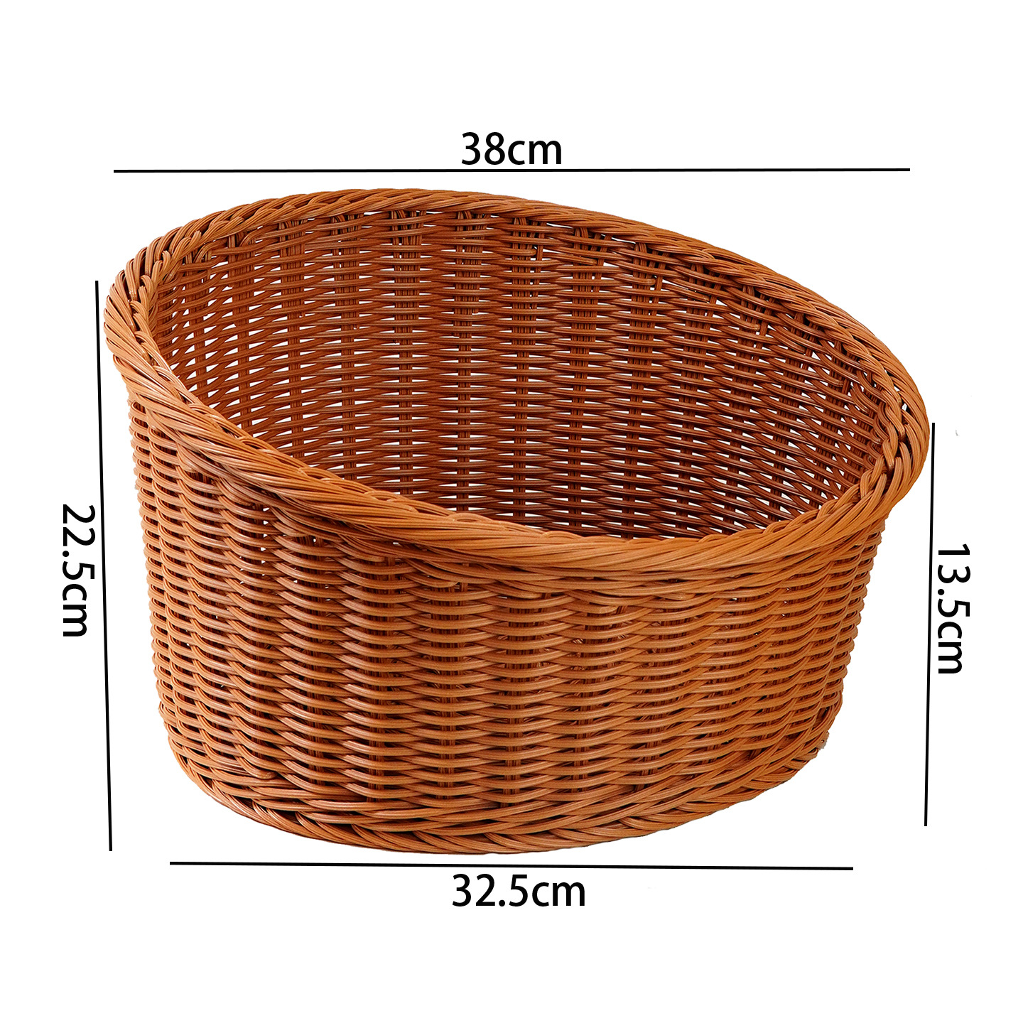 브라운 라운드 경사 입 직경 38cm 대형 사이즈