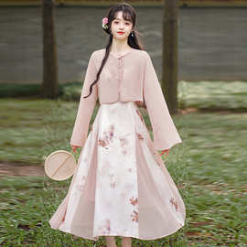 新中式国风禅意女装夏季套装小个子设计感气质吊带连衣裙子两件套