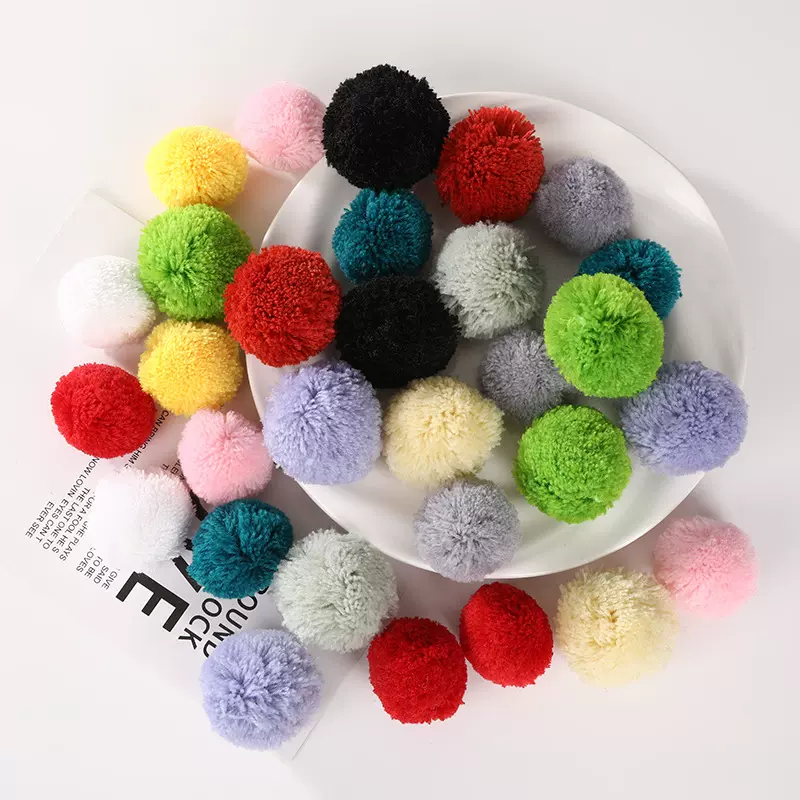 厂家直销涤纶开丝米毛球手工彩色毛绒高弹球DIY服装玩具饰品配件