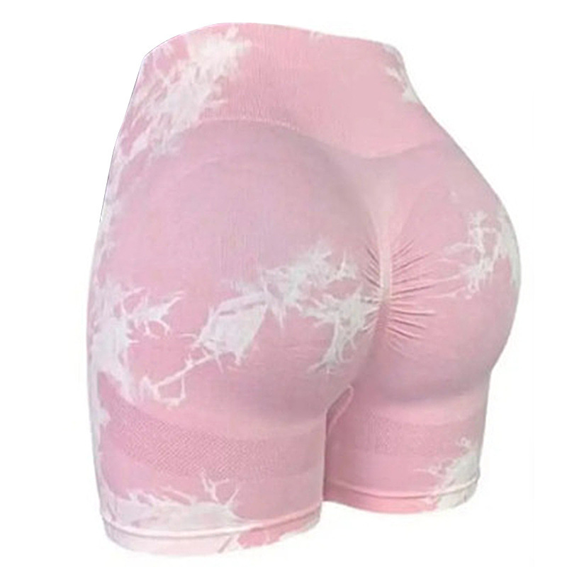 Women's High-Waisted Fit Running Yoga Pants Summer Tie Dye Fitness Sports Shorts Three Point Design_desvips.com