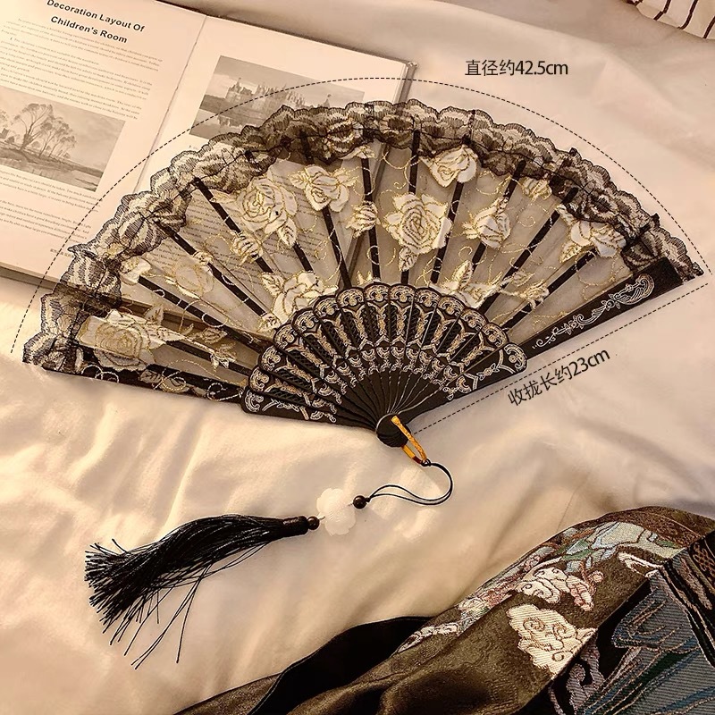 Abanico Plegable de Encaje de Plástico, Estampado, para Danza image 9