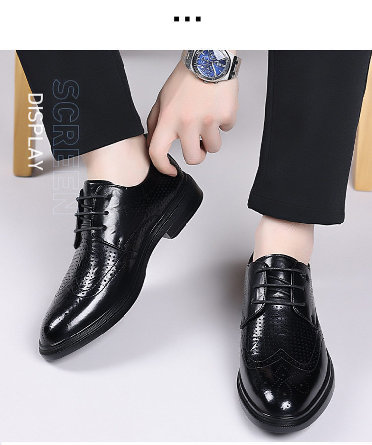 Giày sandal da nam kiểu Brogue khoét lỗ thoáng khí cỡ lớn — Kiểu khoét rỗng màu nâu, Màu nâu, dùng được bốn mùa, Mẫu đen bốn mùa, Kiểu khoét rỗng màu đen chi tiết 17
