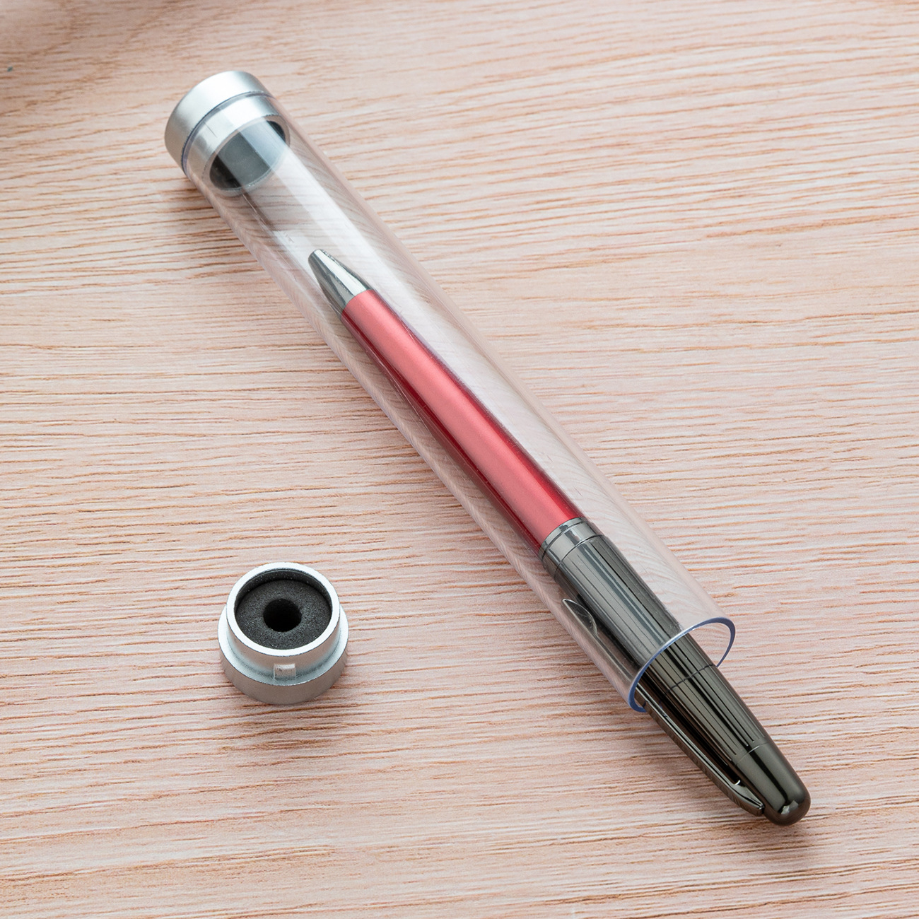 Acrílico caja de la pluma cilindro de plástico transparente de cristal de embalaje caja de la pluma firma pluma de publicidad pluma de regalo pluma de la pluma caja de la pluma