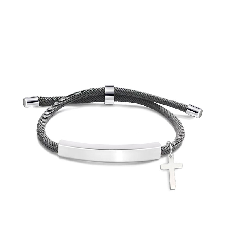 1 Piece Quantity Classic Style Geometric Cross Customization Laser Engraving 201 Stainless Steel Rope Cord String String Bracelets Wholesale