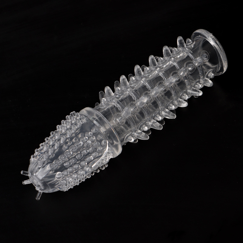 Wolf-Tooth Textured Penis Sleeve, TPE Tight-Fitting Extender, Transparent Boxed — detail image 8