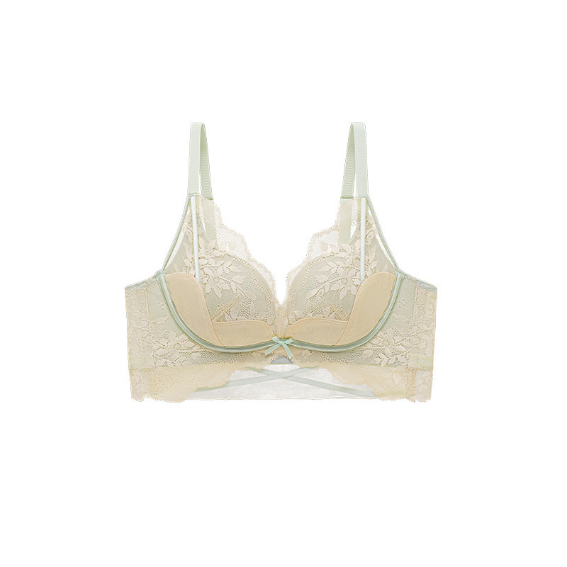 8136 generación de cabello puro encaje niña pecho pequeño recogido para mostrar sujetador grande ligero y transpirable sin anillo de acero sujetador antibacteriano mujer