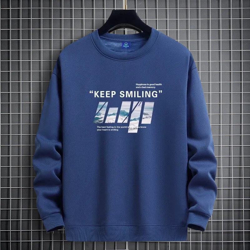 Heavyweight 320g spring and autumn round neck sweatshirt for men, loose and thickened base shirt for autumn and winter, casual sports t-shirt for men
