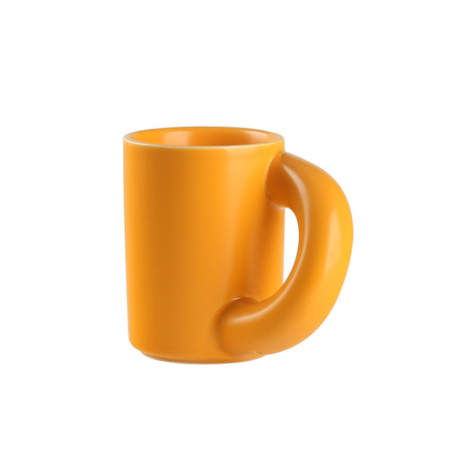 Nordic INS-style influencer large-ear ceramic mug with a tilted handle, rough-handled water cup, creative artistic coffee mug