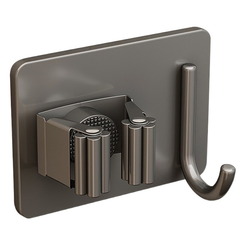 Pistola gris fregona pared colgante clip Gancho baño Punch-libre multi-funcional de la pared de acero inoxidable escoba estante fijo