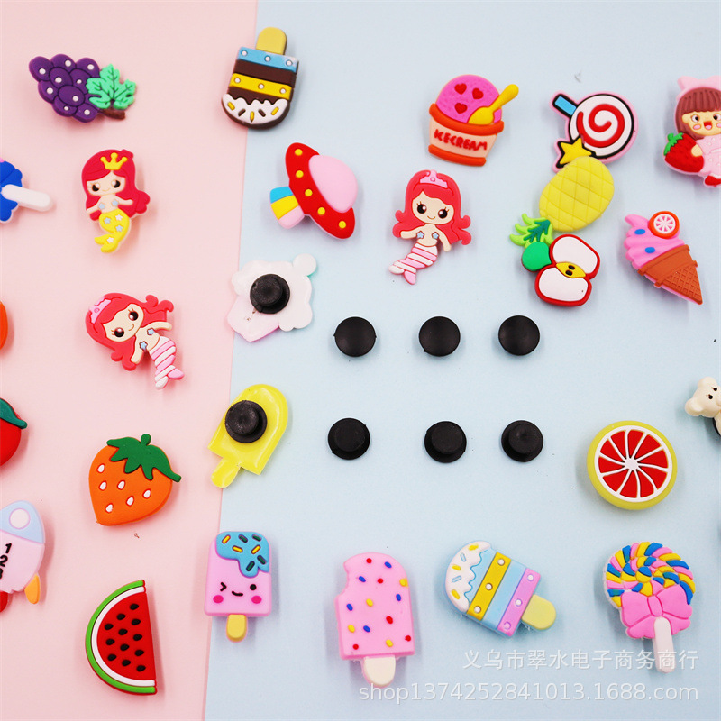 PVC软胶鞋花棒棒糖冰淇淋洞洞鞋扣DIY饰品配件可拆卸安装卡扣胶水
