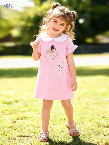Cross-Border Export Children's Skirts Wholesale Summer Cute Rabbit Children's Dresses European and American Style Cotton Girls' Skirts
