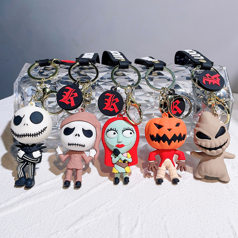 The Nightmare before Christmas Doll Keychain Pvc Keychain Halloween Cute Personalized Skeleton Jack School Bag