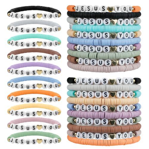 Yeshin Bracelets Bulk Friendship Bracelets Handmade Clay Beads Women Men Colorful Religious Friendship Bracelets Inspirational
