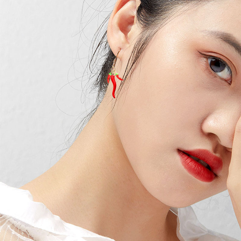 Red festive fashionable earrings