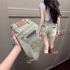 夏季新款高腰时尚显瘦小个子白色工装牛仔短裤女百搭休闲提臀热裤