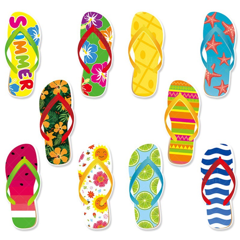 Nuevas pegatinas de pared decorativas de verano, pegatinas de ventana, artículos de decoración de fiesta de verano, zapatillas autoadhesivas, pegatinas de ventana, pegatinas de pared creativas