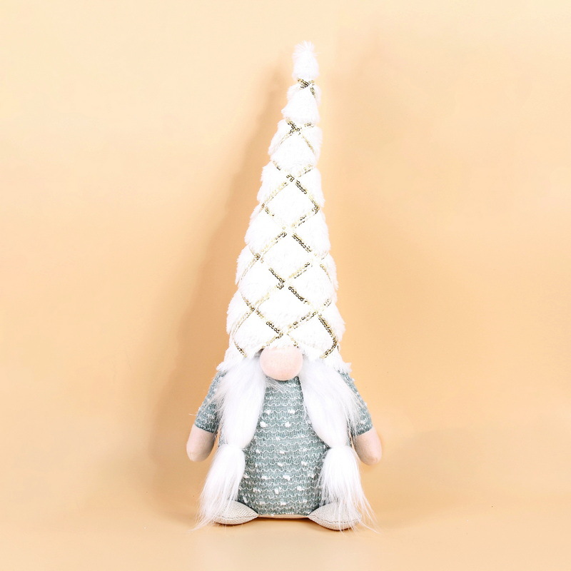 Nuevas decoraciones navideñas transfronterizas, adornos para ancianos sin rostro, sombreros de Navidad, muñecos de peluche enanos sentados