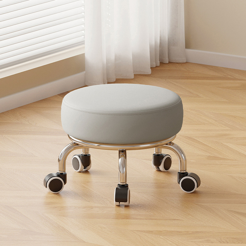 Polia doméstica taburete bajo rueda universal pequeño taburete silencioso rotativo taburete redondo móvil con artefacto moderno y simple