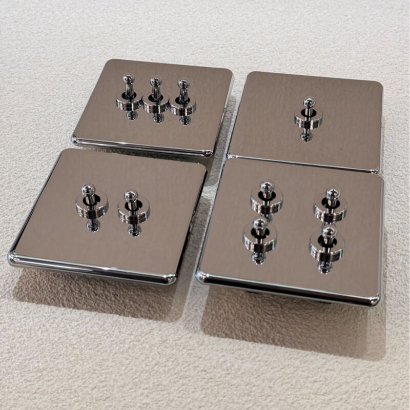 Type 86 Concealed Wall Switch Socket Stainless Steel Mirror Silver Creative Lever Switch Accessible Luxury Bright Chrome Five Holes