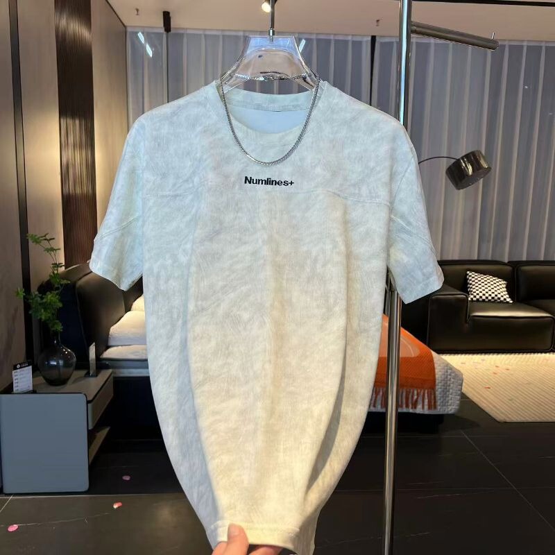 2025 New Summer Men's Short-Sleeved T-Shirts, Popular Simple and Trendyy Youth High-End Shirts, Tie-Dye Letter Tops 2025 New Summer Men's Short-Sleeved T-Shirts, Popular Simple and Trendyy Youth High-End Shirts, Tie-Dye Letter Tops