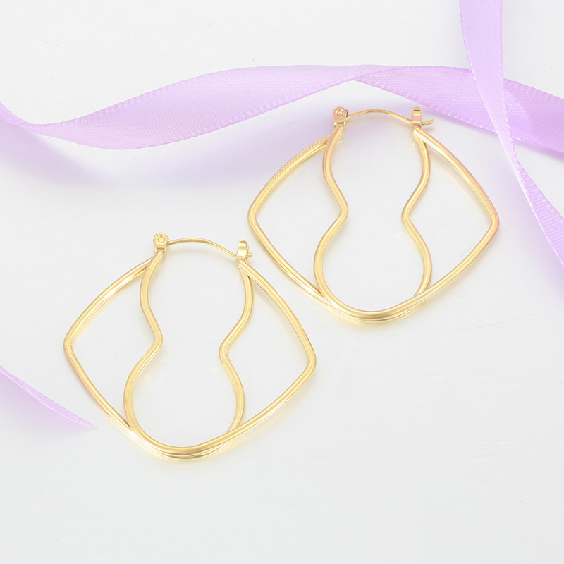 Xuping geometría cuadrada auriculares de acero inoxidable chapado 14k color simple exagerado estilo de personalidad europea y americana auriculares transfronterizos al por mayor