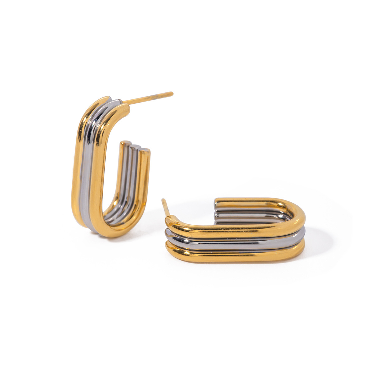 JEDING aretes de acero inoxidable de color contrastante de alta calidad ins pendientes de acero de titanio aretes de acero de Europa y América no se desvanecen joyas transfronterizas