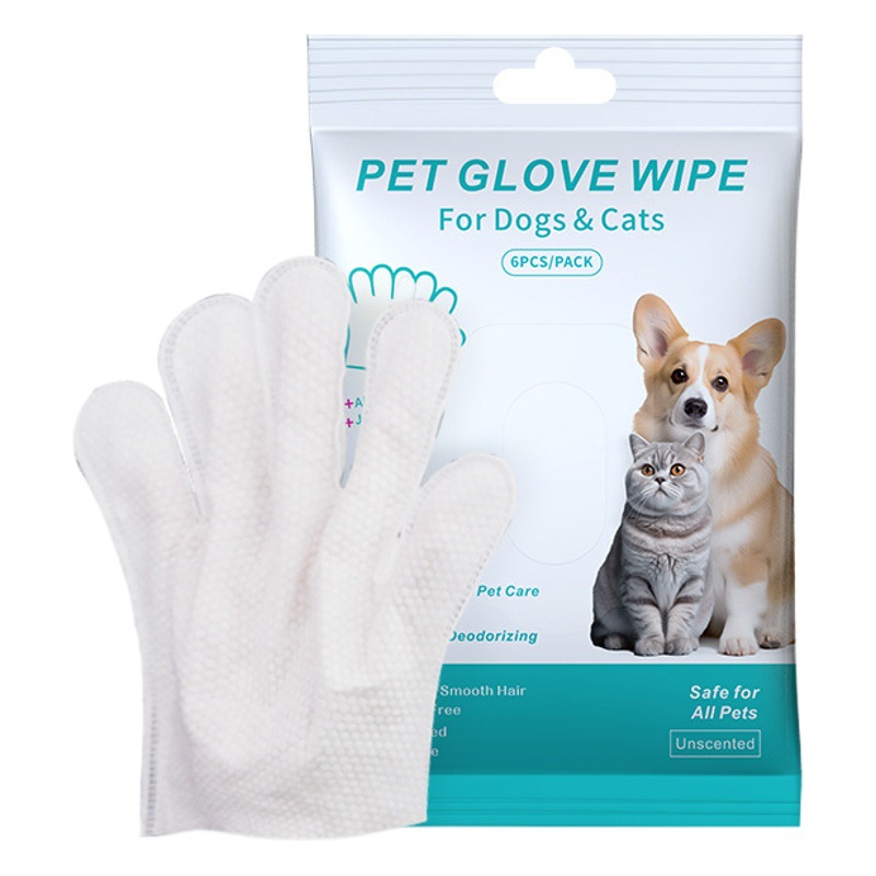 Pet disposable gloves cat and dog cleaning dry cleaning gloves disposable wipes butt wiping bath English Neutral