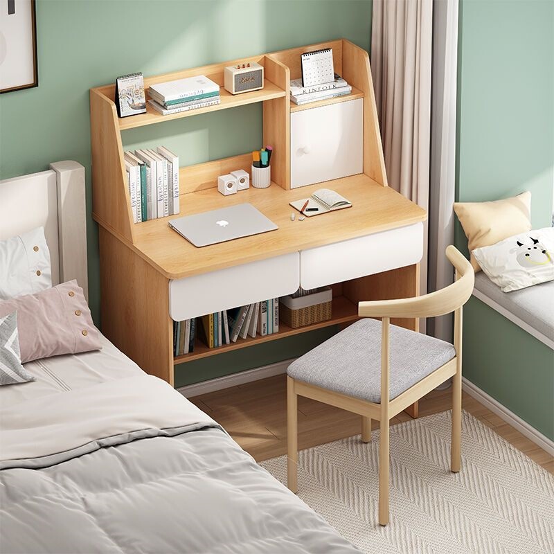 Computer desk for rental apartments, practical office desk for dormitories, multifunctional desktop desk with bookshelf, integrated study desk