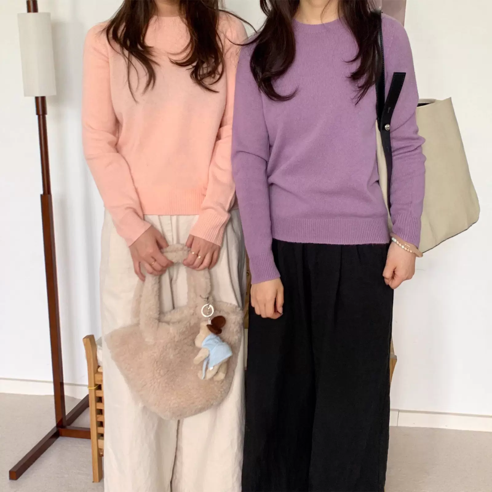 羊毛衫女100%澳洲进口纯羊毛圆领打底针织衫秋冬百搭无缝一体毛衣