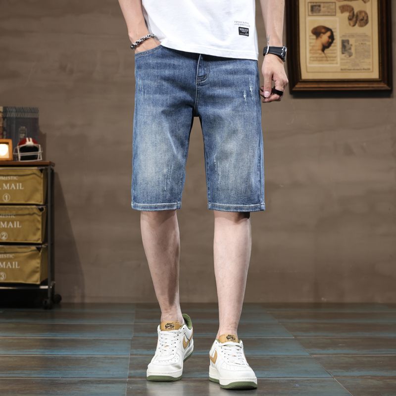 Men's Denim Shorts 2025 Summer Thin Loose Straight Trendy Casual Mid-Length Versatile Five-Point Shorts Men's Pants