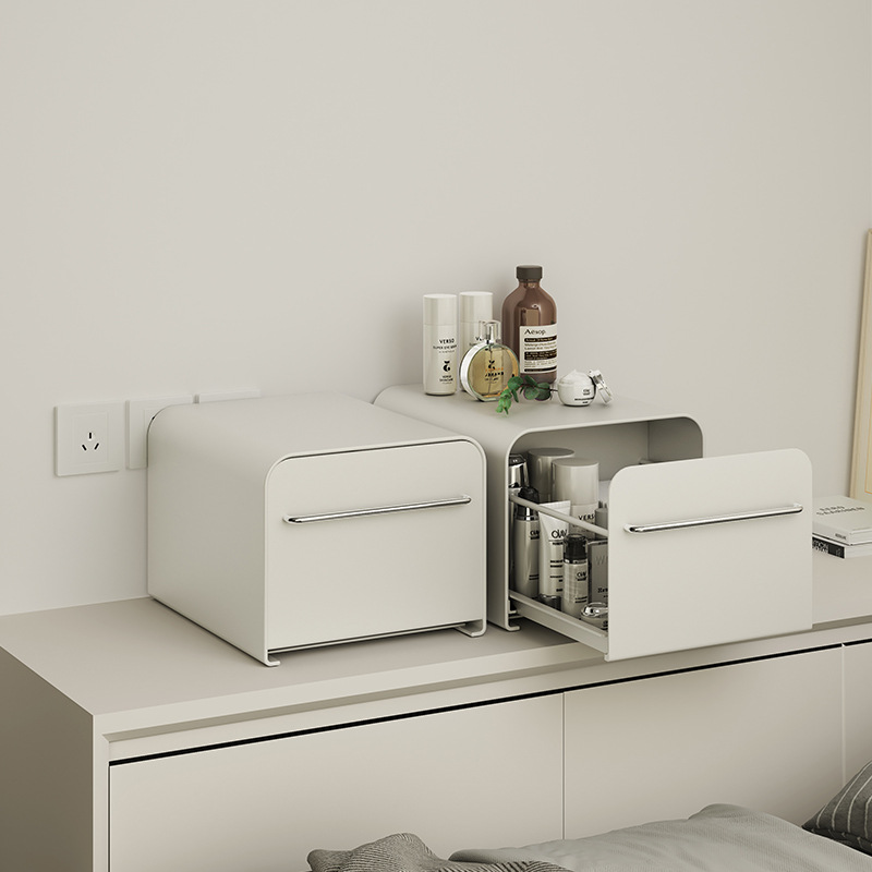 防尘化妆品收纳盒高级感抽屉式桌面上置物架大容量护肤品收纳柜子