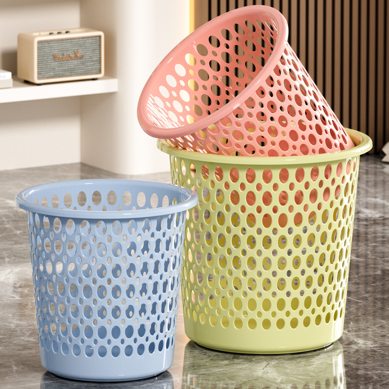 Plastic Trash Can for Home Living Room, Kitchen, Toilet, Bathroom, Bedroom, Simple Thickened Hollow Paper Basket Without Lid Wholesale
