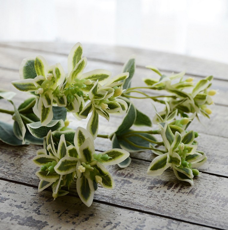 禹涵 单支鸡子叶绢花DIY插花配材手捧花配材绢花植绒叶绿叶装饰花