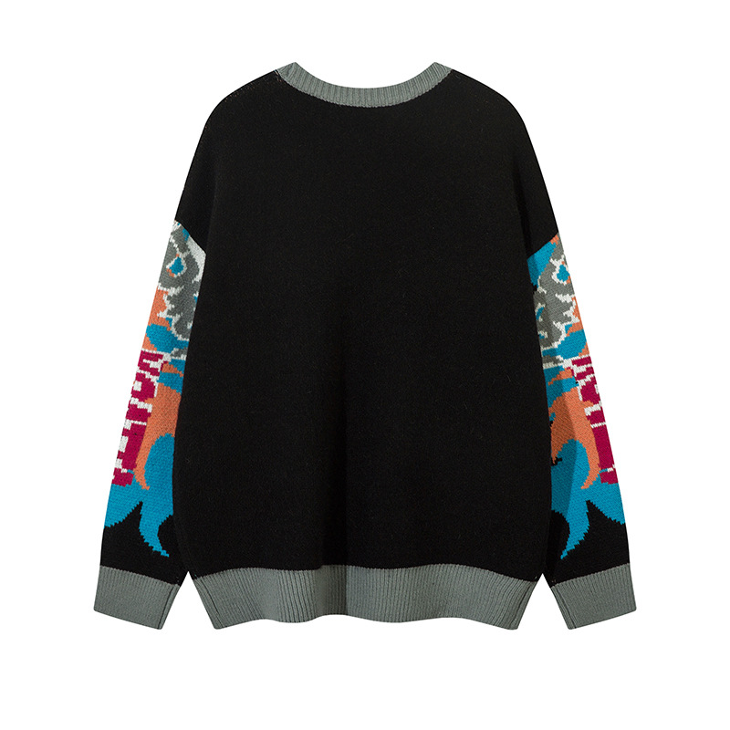 Herrenbekleidungsstil Jugendmode Dopamin Design Sense Lockerer Rundhalspullover Herren- und Damenmodemarke Lazy Style Lässiger Strickpullover_voghion.com