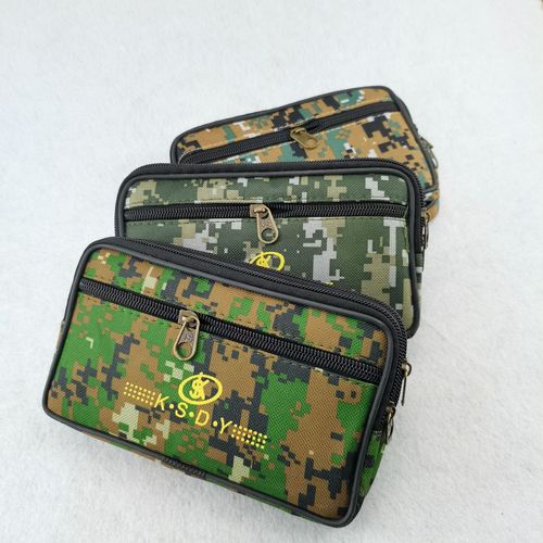 Manufacturer wholesale new men's canvas waist bag 7 inches flat mouth camouflage belt enlarged mobile phone bag sundry bag