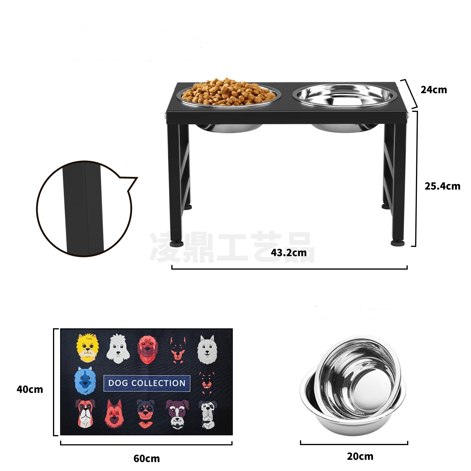 Comedero Elevado para Perros – Hierro Forjado, Ideal para Razas Medianas o Grandes